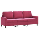 sofasæt 4 dele velour vinrød