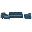 sofasæt 4 dele velour blå