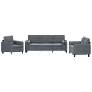 sofasæt 3 dele med puder velour mørkegrå