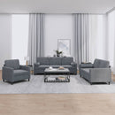 sofasæt 3 dele med puder velour mørkegrå