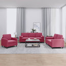 sofasæt 3 dele med puder velour vinrød