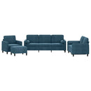 sofasæt 4 dele med puder velour blå