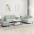 sofasæt 3 dele velour lysegrå
