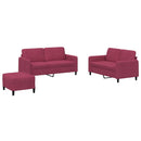 sofasæt 3 dele velour vinrød