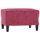 sofasæt 3 dele velour vinrød