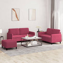 sofasæt 3 dele velour vinrød