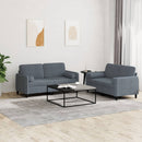 sofasæt 2 dele med puder velour mørkegrå