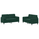 sofasæt 2 dele med puder velour mørkegrøn