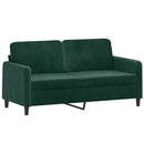 sofasæt 2 dele med puder velour mørkegrøn
