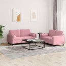 sofasæt 2 dele med puder velour lyserød