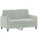 sofasæt 3 dele med puder velour lysegrå