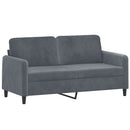 sofasæt 3 dele med puder velour mørkegrå