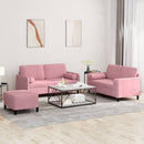 sofasæt 3 dele med puder velour lyserød