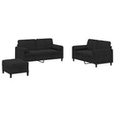 sofasæt 3 dele med puder velour sort