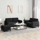 sofasæt 3 dele med puder velour sort