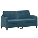 sofasæt 3 dele med puder velour blå