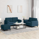 sofasæt 3 dele med puder velour blå