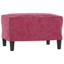 sofasæt 3 dele velour vinrød
