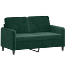 sofasæt 2 dele med puder velour mørkegrøn