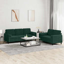 sofasæt 2 dele med puder velour mørkegrøn