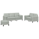sofasæt 3 dele med puder velour lysegrå