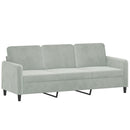 sofasæt 3 dele med puder velour lysegrå
