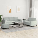 sofasæt 3 dele med puder velour lysegrå