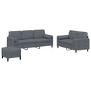 sofasæt 3 dele med puder velour mørkegrå