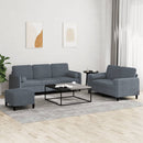 sofasæt 3 dele med puder velour mørkegrå