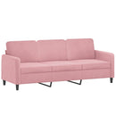 sofasæt 3 dele med puder velour lyserød