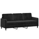 sofasæt 3 dele med puder velour sort