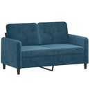 sofasæt 3 dele med puder velour blå