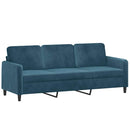 sofasæt 3 dele med puder velour blå
