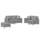 sofasæt 3 dele med puder stof lysegrå