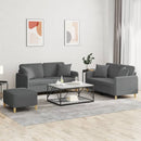 sofasæt 3 dele med puder stof mørkegrå