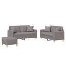 sofasæt 3 dele med puder stof gråbrun