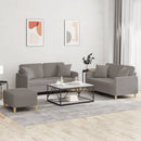 sofasæt 3 dele med puder stof gråbrun