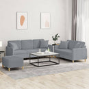 sofasæt 3 dele med puder stof lysegrå