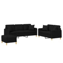 sofasæt 3 dele med puder stof sort
