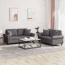 sofasæt 2 dele med puder kunstlæder grå