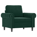 sofasæt 3 dele med hynder velour mørkegrøn