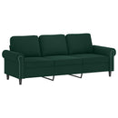 sofasæt 3 dele med hynder velour mørkegrøn