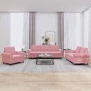 sofasæt 3 dele med hynder velour lyserød