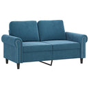 sofasæt 3 dele med hynder velour blå