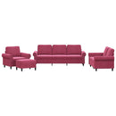 sofasæt 4 dele med hynder velour vinrød
