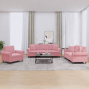 sofasæt 3 dele med puder velour lyserød