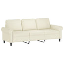 sofasæt 3 dele med puder velour cremefarvet