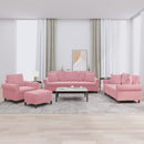 sofasæt 4 dele med puder velour lyserød