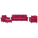 sofasæt 4 dele med puder velour vinrød