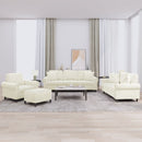 sofasæt 4 dele med puder velour cremefarvet